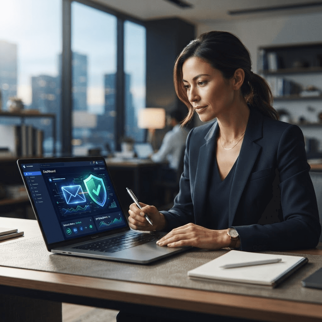 Person verifying a business email domain
